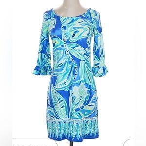 Lilly Pulitzer Vibrant Blue and Green Leaf Dress